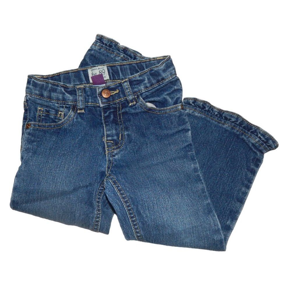 Children’s Place toddler girls 4T dark wash ruffle flare jeans adjustable waist